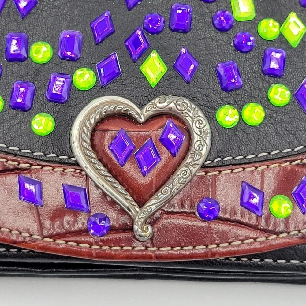 Brighton Multi Colored Bejeweled Wallet Purse Missing Strap Boho Dressy - Picture 2 of 12